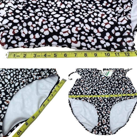 Jessica Simpson Estilo Black White Print Halter Neck One Piece Swimsuit L NWT - Picture 13 of 13